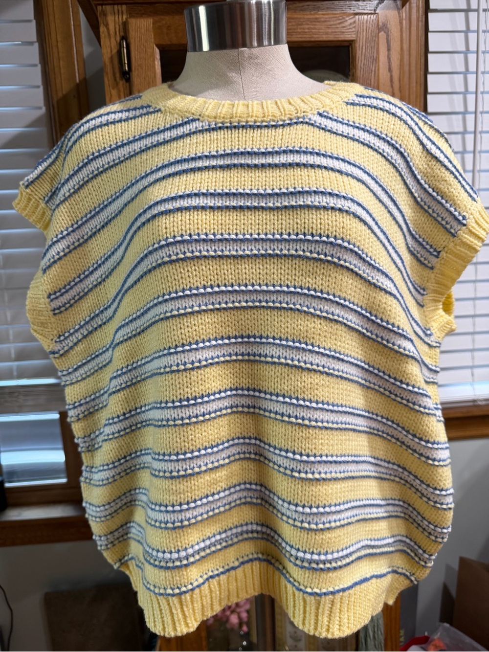 Peach Love California Yellow, White & Blue Striped Knit Vest